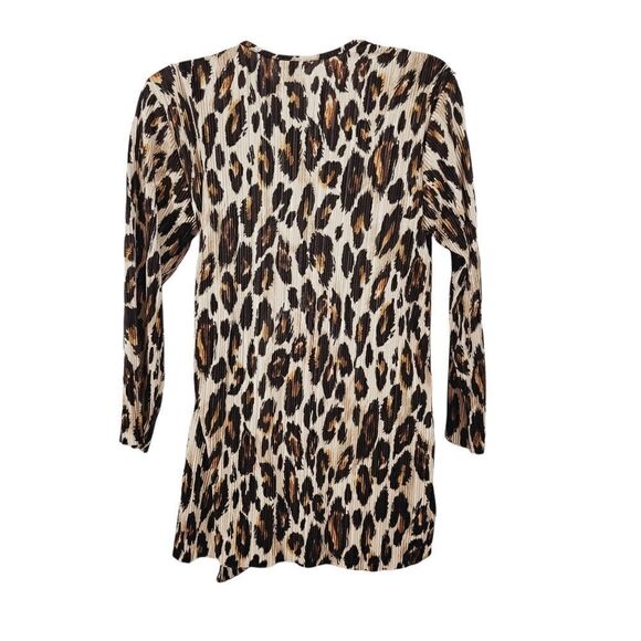 Cato Est. 1946 Cheetah Accordian Crinkle Pleat V-neck Longsleeve Blouse Size XS - Picture 6 of 11